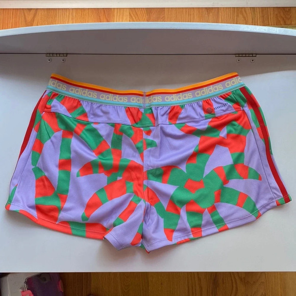Farm Rio x Adidas Collaboration Pacer 3-Stripe Knit Shorts Bright Pattern Medium - Picture 8 of 9